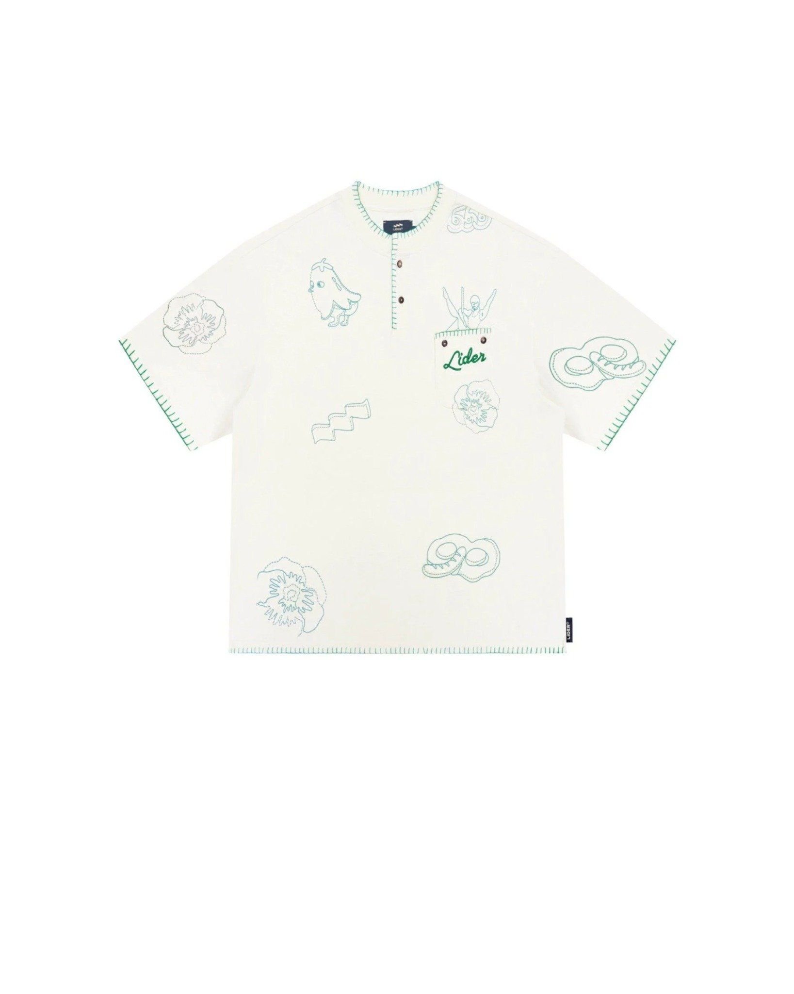 CHEERY EGGPLANT HENLEY TEE - Vanilla