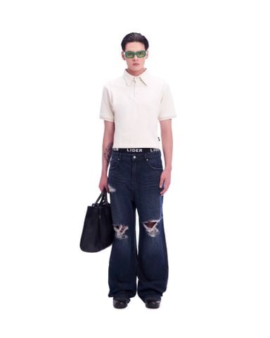  ASHER RIPPED LOW-RISE JEANS 