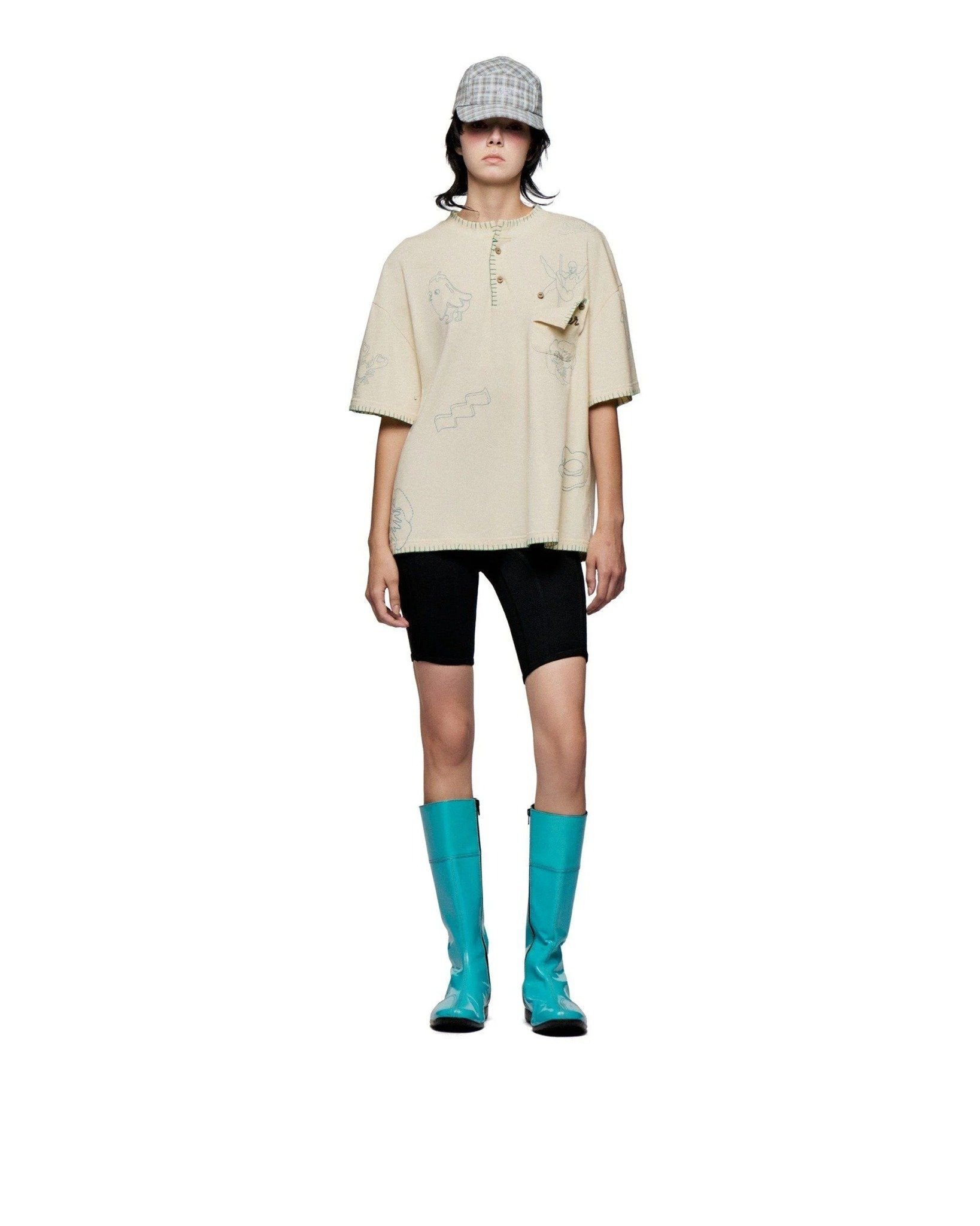  CHEERY EGGPLANT HENLEY TEE - Vanilla 