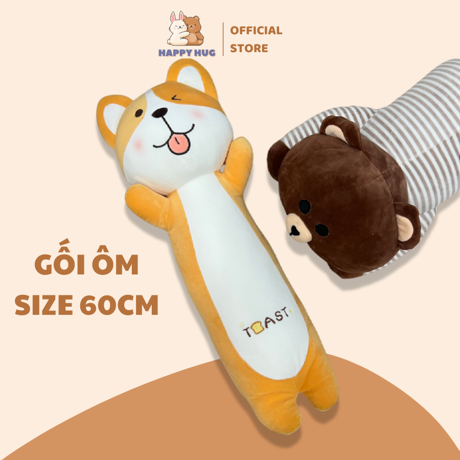 Gối ôm chó bông cute size 60 cm cho bé, thú nhồi bông hình động ...