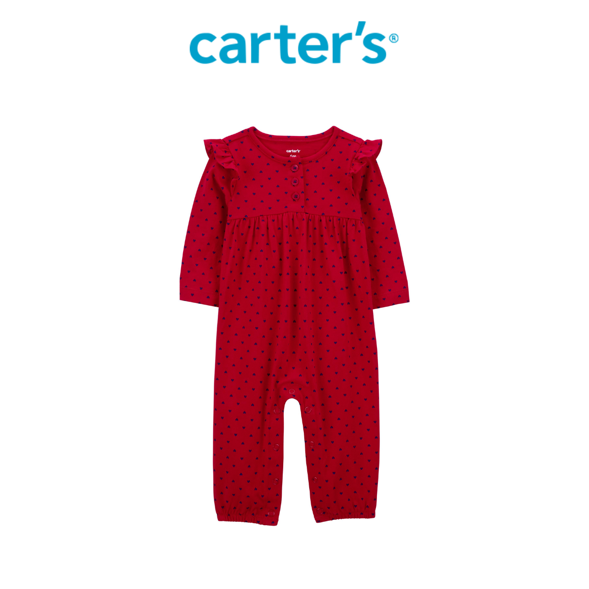 Bodysuit Liền Quần Dài Bé Gái Màu Đỏ Chấm Bi Carter's 0-24M