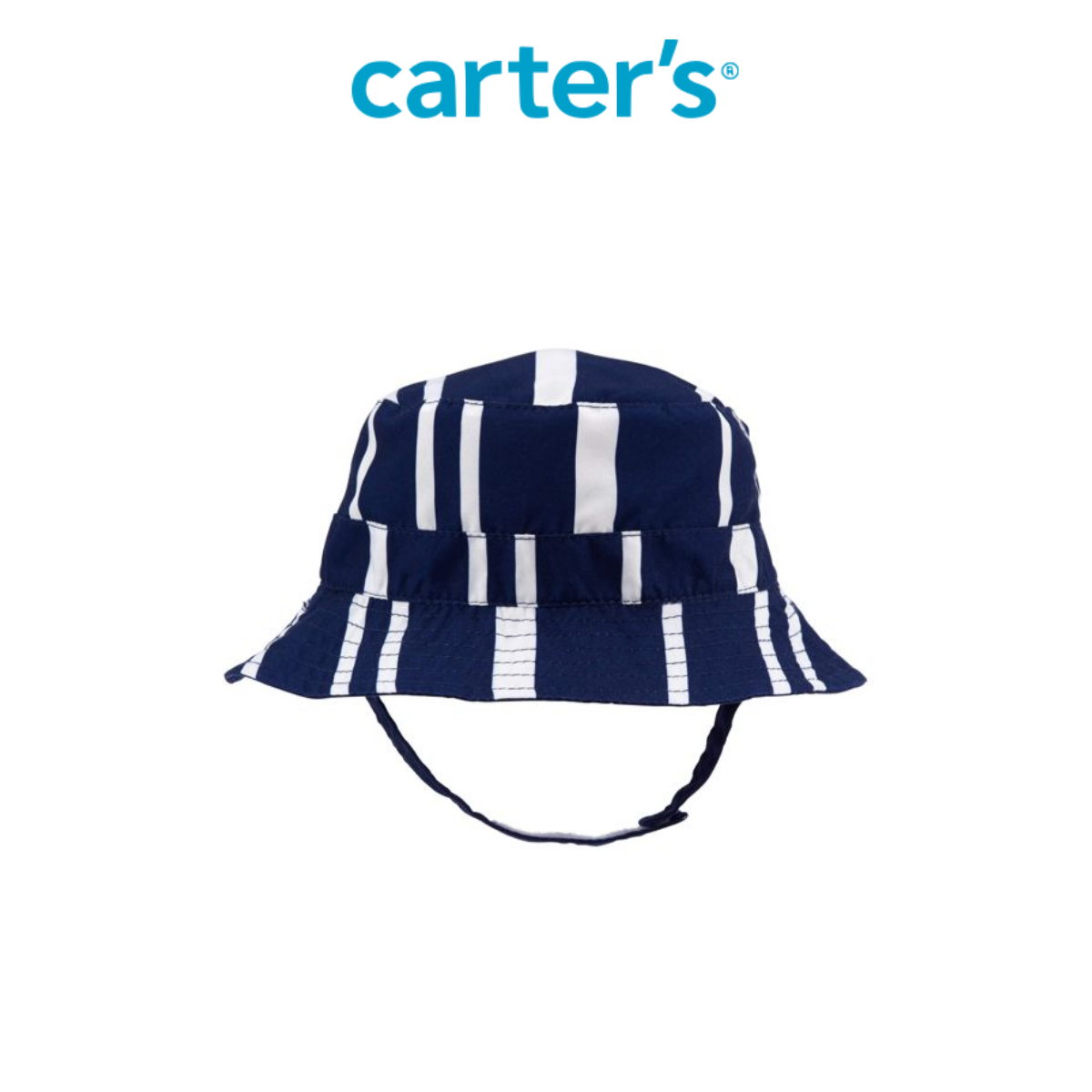 Nón Rộng Vành 2 Mặt Bé Trai Xanh Navy Và Hình Kẻ Trắng Carter's 0-24M