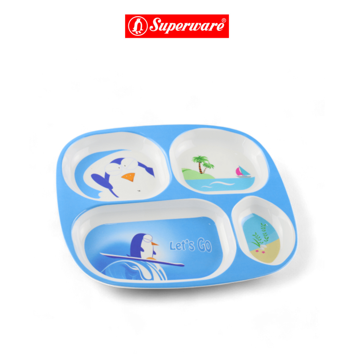Dĩa phần 4 ngăn (T382-9.5) (Penguin Let's go)
