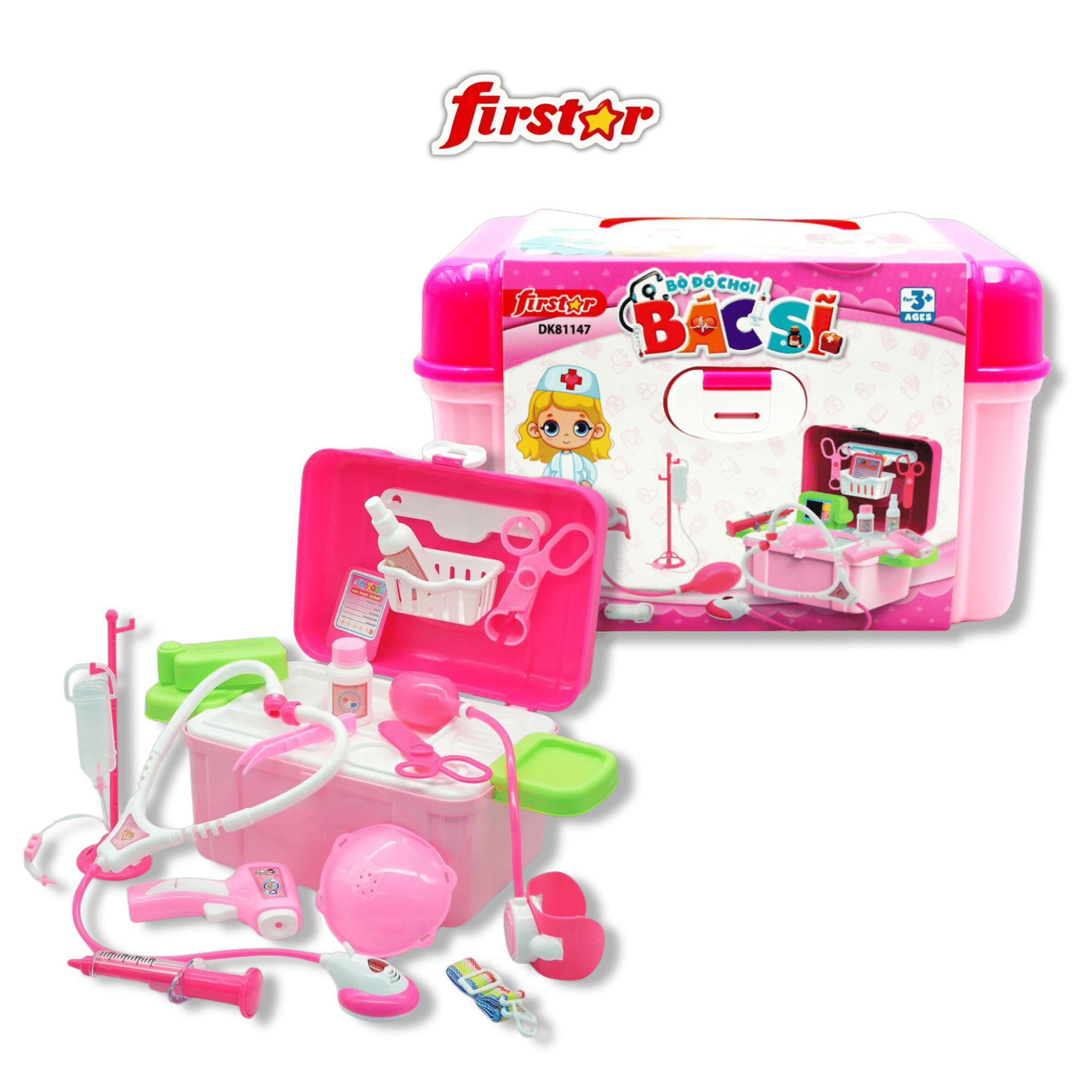 Bộ đồ chơi bác sĩ 19 chi tiết (màu hồng) Firstar