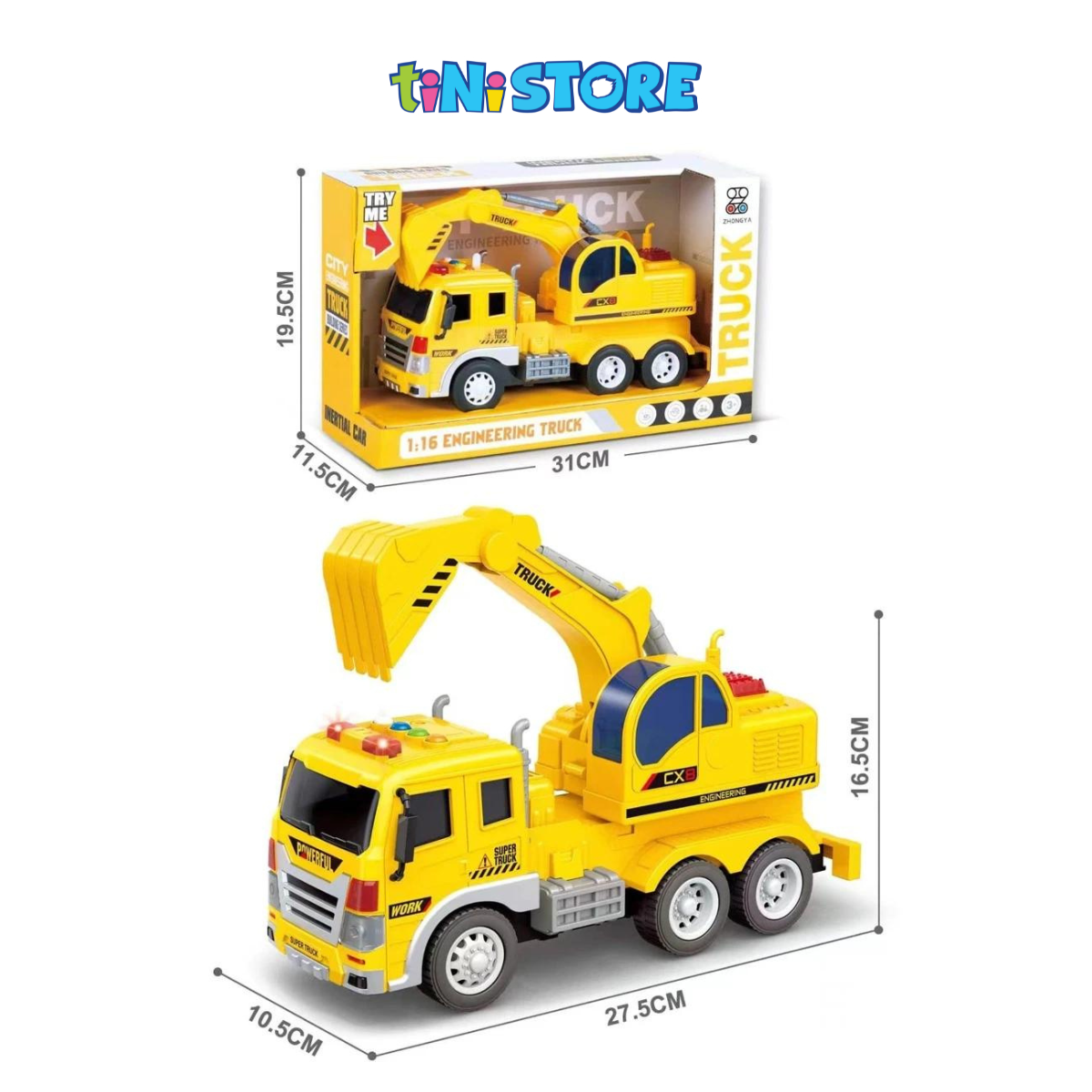 Đồ chơi xe cẩu công trình có đèn và nhạc Value Toys