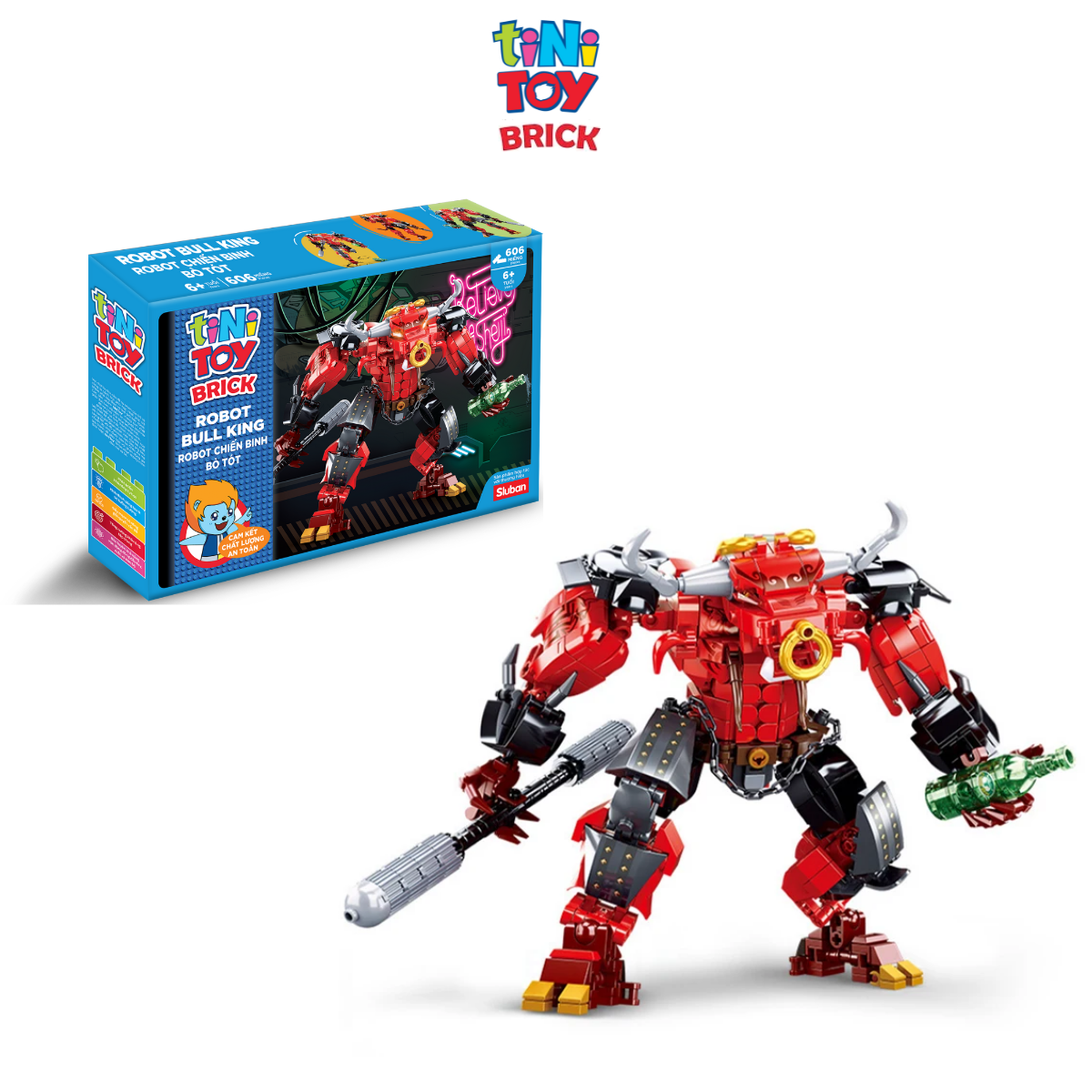 Đồ chơi lắp ráp mô hình robot Bull King TINITOY BRICK (606 pcs)