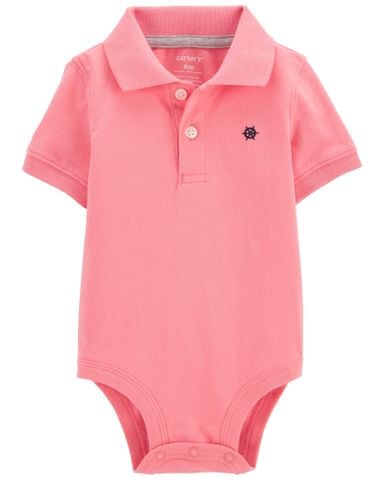  Bodysuit Liền Quần Cổ Polo Bé Trai Màu Hồng Carter's 0-24M 