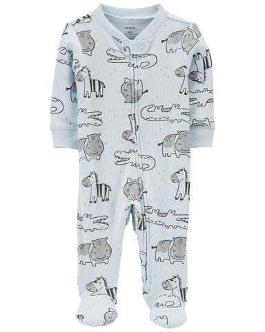  Bodysuit Tay Dài Liền Quần Dài Bé Trai Xanh Hình Động Vật Carter's 0-24M 