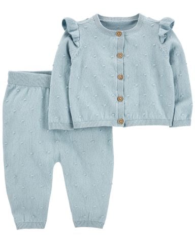  Set Quần Áo Tay Dài Bé Gái Xanh Xám Carter's 0-24M 