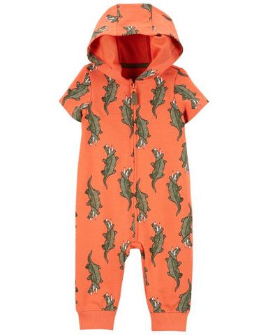  Bodysuit Liền Quần Dài Bé Trai Màu Cam Hình Cá Sấu Có Nón Carter's 0-24M 