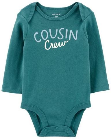  Bodysuit Liền Quần Bé Trai Màu Xanh Lục Chữ Cousin Crew Carter's 0-24M 