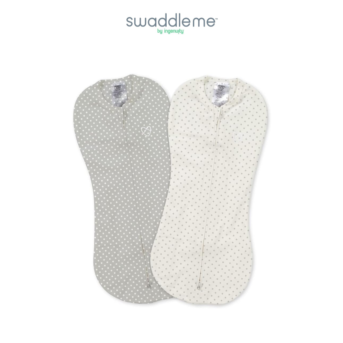 Set 2 chăn quấn màu xám/ trắng chấm bi SwaddleMe