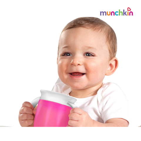  Cốc tập uống 360 độ Munchkin có nắp 207ml (Hồng) 