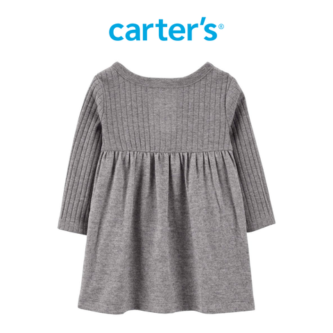  Đầm Thun Gân Bé Gái Màu Xám Carter's 0-24M 