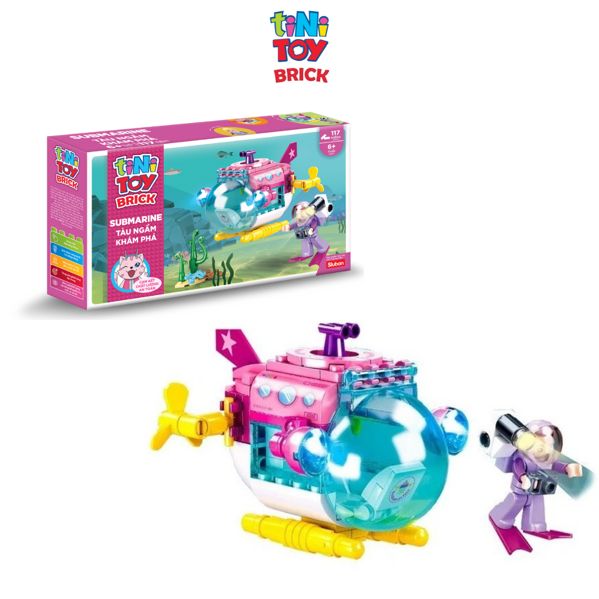 Đồ chơi lắp ráp tàu ngầm khám phá TINITOY BRICK (117 pcs)