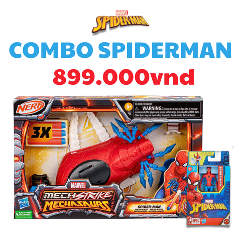  Combo mô hình bắn tơ Mech Strike và mô hình nhân vật Red Blue 10cm Spider-man (F6677&F6973) 