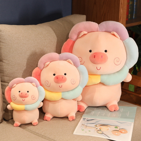  Đồ chơi thú bông hình chú heo đeo hoa 25cm 