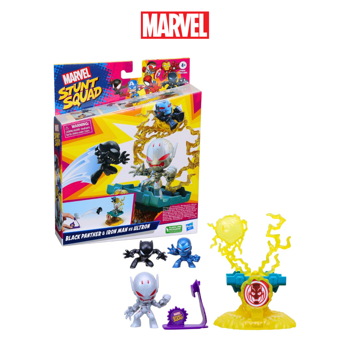 Đồ chơi mô hình siêu anh hùng Stunt Squad Black Panther, Iron Man vs Ultron Marvel
