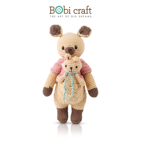  Thú bông len Bobicraft Kangaroo mẹ và con đứng size M 