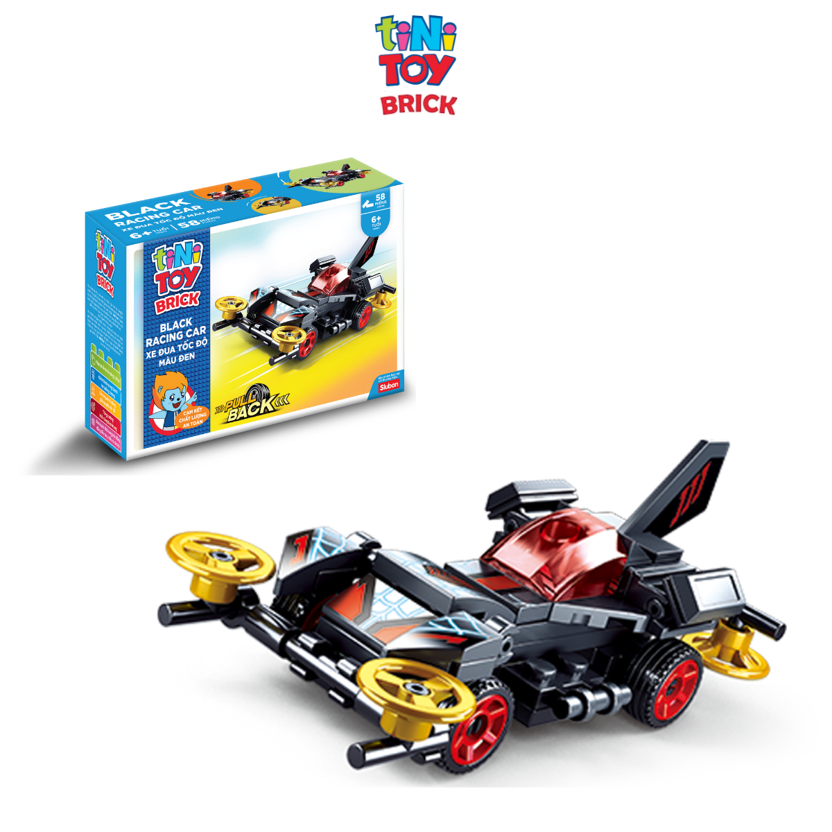 Đồ chơi lắp ráp xe đua tốc độ màu đen tiNiToy Brick (58pcs)