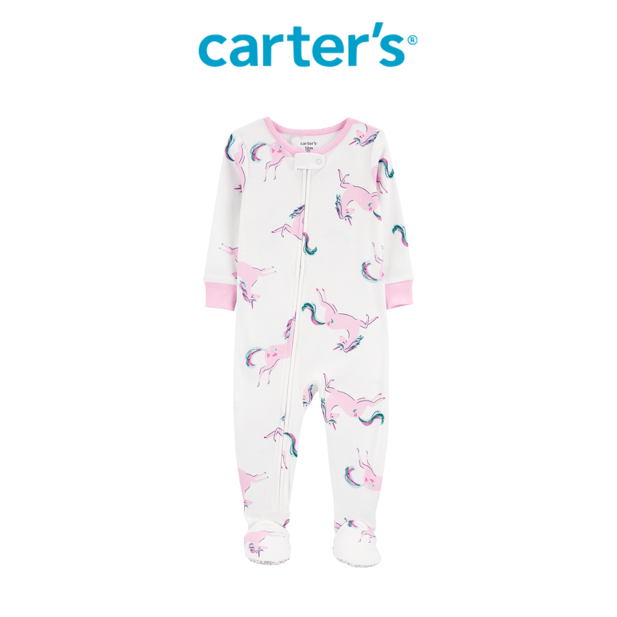 Bodysuit Liền Quần Dài Bé Gái Màu Trắng Hình Kỳ Lân Carter's 0-24M