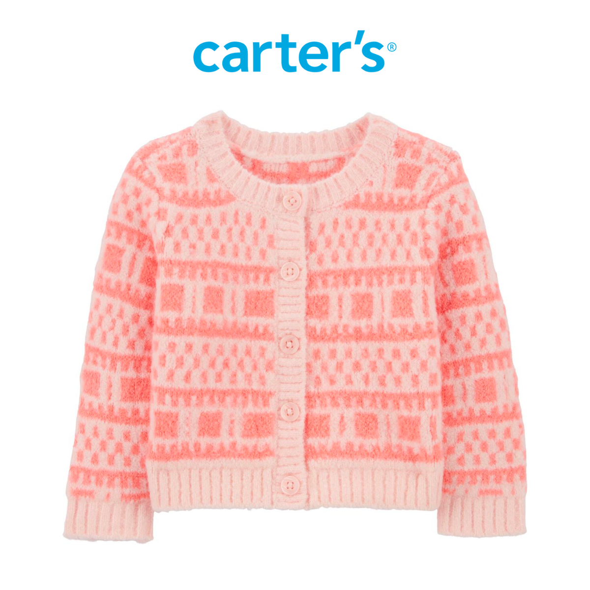 Áo Len Tay Dài Bé Gái Màu Hồng Hình Khối Carter's 0-24M