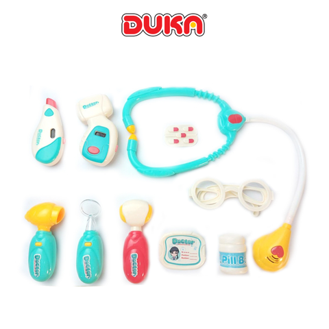  Bộ đồ chơi bác sĩ màu xanh có đèn và âm thanh giả lập Duka 