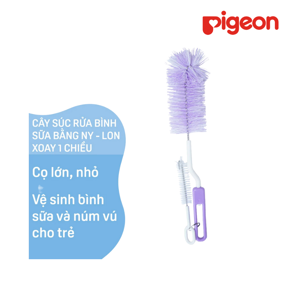 Cây súc rửa bình sữa và núm vú tay xoay 1 chiều Pigeon