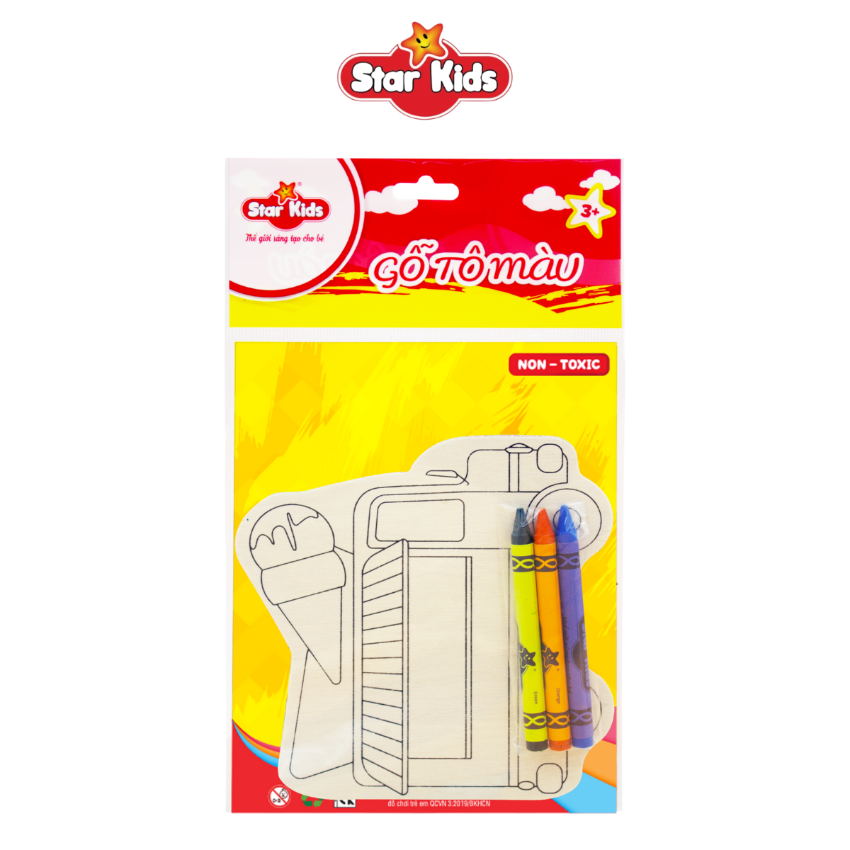 Gỗ tô màu xe kem Star Kids