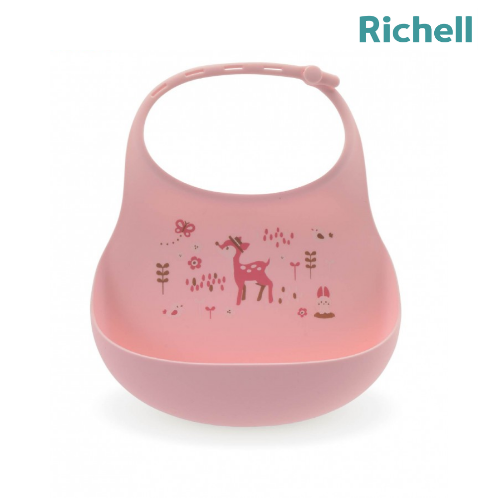 Yếm ăn dặm Silicone (Hồng) Richell