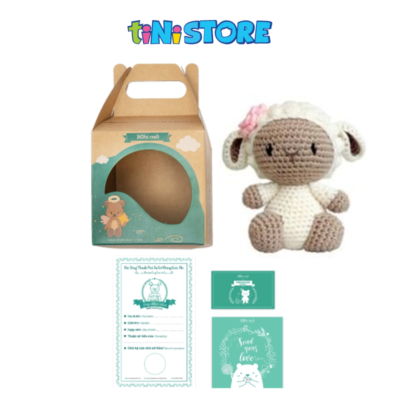 Thú bông len Bobicraft Cừu con cái kem ngồi - Bộ màu