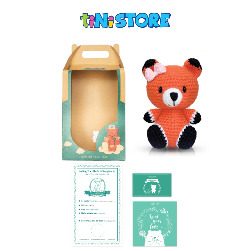 Thú bông len Bobicraft Cáo cái ngồi màu cam