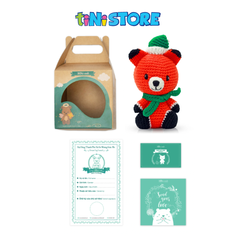 Thú bông len Bobicraft Cáo con đực cam ngồi - Bộ màu