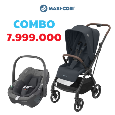  Combo xe đẩy gấp gọn Leona 2 màu than chì và ghế ngồi xe hơi Pebble 360 Maxi-Cosi 1281800514 