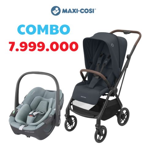  Combo xe đẩy gấp gọn Leona 2 màu than chì và ghế ngồi xe hơi Pebble 360 Maxi-Cosi 1281800514 