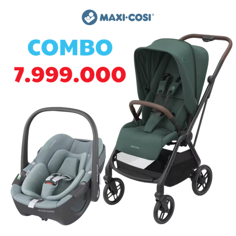  Combo xe đẩy gấp gọn Leona 2 màu xanh và ghế ngồi xe hơi Pebble 360 Maxi-Cosi 1281800514 