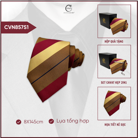 Cà Vạt Lụa Tổng Hợp Bản Lớn Hoạ Tiết Kẻ Caro Sang Trọng Dành Cho Nam (CVN857)