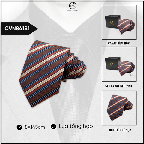 Cà Vạt Lụa Tổng Hợp Bản Lớn Hoạ Tiết Kẻ Caro Sang Trọng Dành Cho Nam (CVN841)