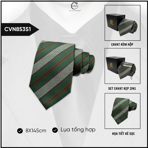 Cà Vạt Lụa Tổng Hợp Bản Lớn Hoạ Tiết Kẻ Caro Sang Trọng Dành Cho Nam (CVN853)