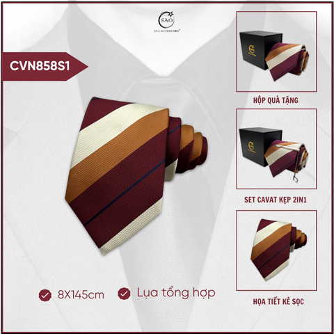 Cà Vạt Lụa Tổng Hợp Bản Lớn Hoạ Tiết Kẻ Caro Sang Trọng Dành Cho Nam (CVN858)