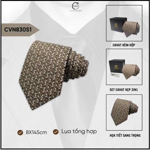 Cà Vạt Lụa Tổng Hợp Bản Lớn Hoạ Tiết Kẻ Caro Sang Trọng Dành Cho Nam (CVN830)