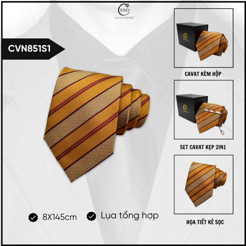 Cà Vạt Lụa Tổng Hợp Bản Lớn Hoạ Tiết Kẻ Caro Sang Trọng Dành Cho Nam (CVN851)