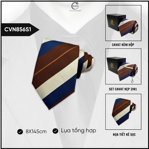 Cà Vạt Lụa Tổng Hợp Bản Lớn Hoạ Tiết Kẻ Caro Sang Trọng Dành Cho Nam (CVN856)