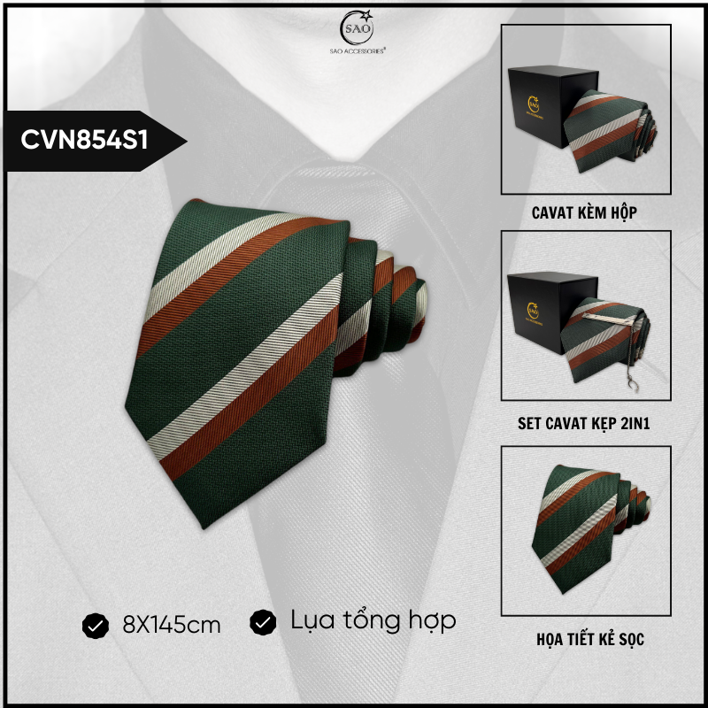 Cà Vạt Lụa Tổng Hợp Bản Lớn Hoạ Tiết Kẻ Caro Sang Trọng Dành Cho Nam (CVN854)