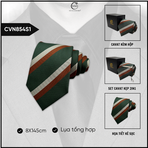 Cà Vạt Lụa Tổng Hợp Bản Lớn Hoạ Tiết Kẻ Caro Sang Trọng Dành Cho Nam (CVN854)