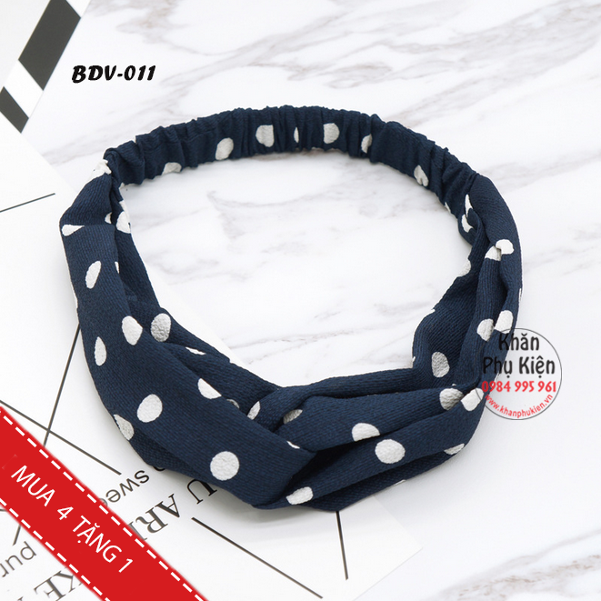 Băng Đô Vải Cài Tóc Chấm Bi - Mã BDV011
