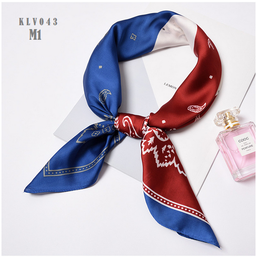 Khăn Lụa Vuông Họa Tiết Bốn Màu - Mã KLV043