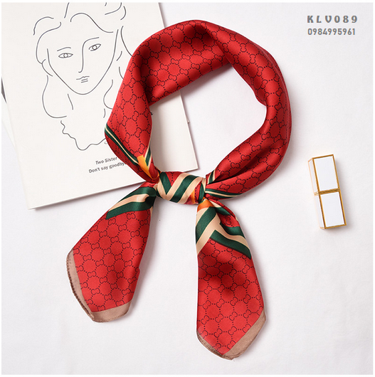 Khăn Lụa Vuông Họa Tiết - Mã KLV089