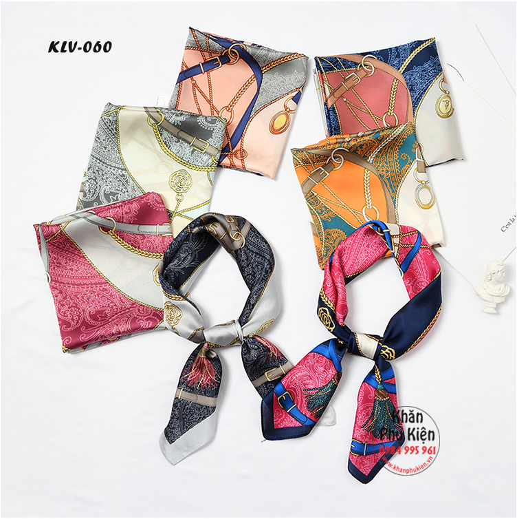 Khăn Lụa Vuông Họa Tiết (KLV060)