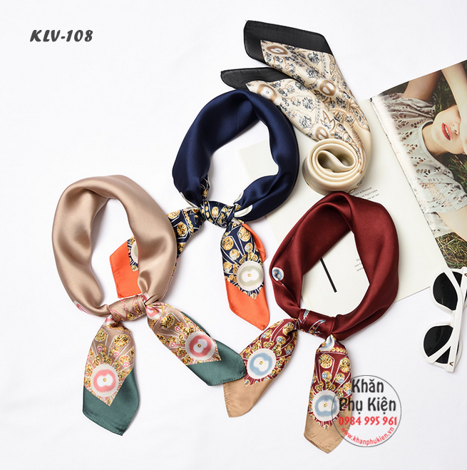 Khăn Lụa Vuông Họa Tiết (KLV108)